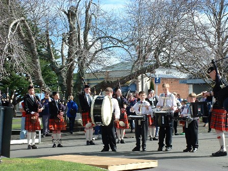 Feilding Pipes and Drums entertain the crowd after ceremony