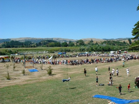 Hokowhitu Scouts Flying Fox (foreground) & Police Dogs Perform (background), Festival of Manawatu, Hokowhitu, Palmerston North, Manawatu, New Zealand - 10 February 2001