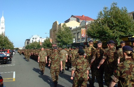 On Parade - 4th New Zealand Battalion Group for East Timor, Broadway Avenue, Palmerston North, Manawatu, New Zealand - 7 April 2001