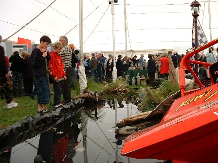 Studying the displays at the inaugural Manfeild Park Garden Festival, Feilding, Manawatu, New Zealand - 11 May 2002