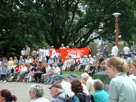 'Walk for Peace' finishes with speakers and singers in The Square, Palmerston North, Manawatu, New Zealand - 13 February 2003