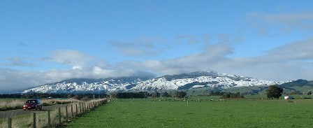 Local Snow Covered Ranges, a rare occurrence - Manawatu, New Zealand - 6 July 2003