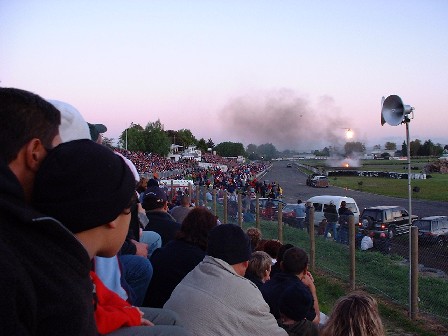 Crowds galore and featuring entertainment from Helipro at dusk, counting down to the bonfire and fireworks at the Manawatu Fireworks Spectacular, Manfeild Park & Autocourse, Feilding, Manawatu, New Zealand - 5 November 2003