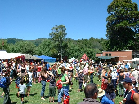 4th Organic River Festival, with stalls, displays, workshops, music, organic food, drink and products, campsites, swimming, rides, at Kimberley Reserve, near Levin, New Zealand - 17 January 2004