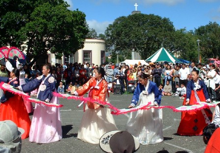 Displays, food, entertainment and more, at a Festival of Cultures, The Square, Palmerston North, Manawatu, New Zealand - 20 March 2004