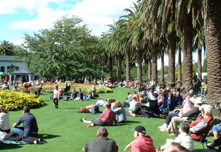 All local performers entertain hundreds at a free concert in Victoria Esplanade, Palmerston North, Manawatu, New Zealand - 28 March 2004