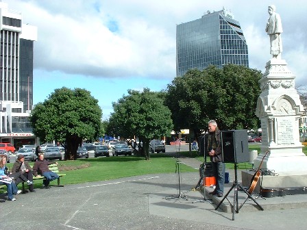 Heading up to elections on 9 October 2004, a weekly Speakers' Corner, organised by Michael Feyen and team, gave anyone the opportunity to speak - The Square, Palmerston North, Manawatu, New Zealand - 28 August 2004