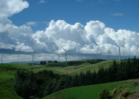 Wind Power Farm named Te Apiti, on the northern side of the Manawatu Gorge, Manawatu, New Zealand - 8 January 2005