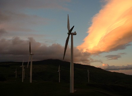 Evening at Te Apiti Wind Farm, north side of Manawatu Gorge, Tararua & Manawatu, New Zealand - 19 June 2005