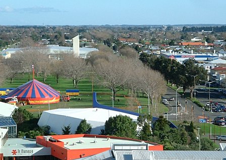 South-western view over Palmerston North city from the CBD - Palmerston North, Manawatu, New Zealand - 9 July 2005