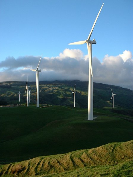 Late afternoon at Te Apiti Wind Farm, north side of Manawatu Gorge, Tararua & Manawatu, New Zealand - 10 July 2005