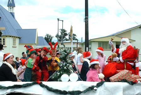 Santa's fans and helpers. Ashhurst Christmas Parade, Manawatu, New Zealand - 9 December 2006