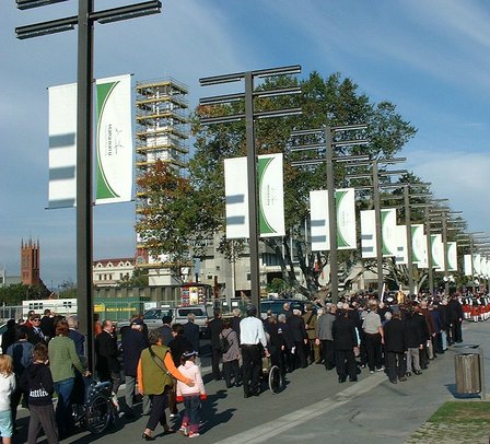 Parading in to Cenotaph area of The Square, Palmerston North - 25 April 2007