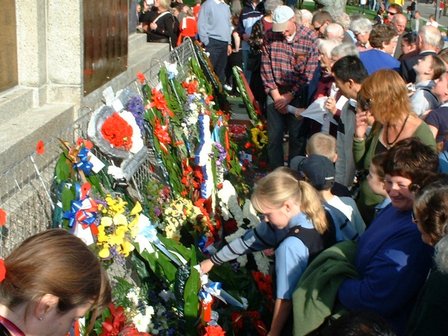 Viewing the Wreaths at end of Commemoration, ANZAC DAY, The Square, Palmerston North - 25 April 2007